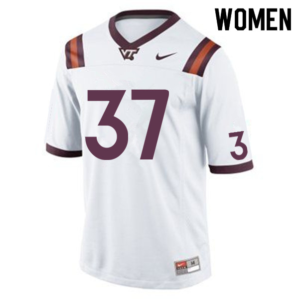 Women #37 Carter Rivenburg Virginia Tech Hokies College Football Jerseys Sale-White - Click Image to Close
